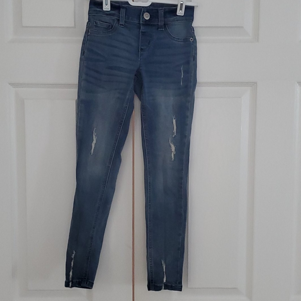 Justice Mid-Rise Distressed Jeggings